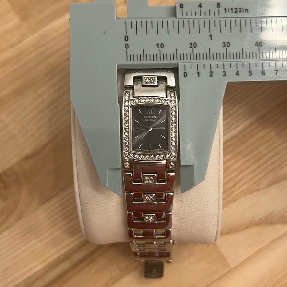 Citizen Eco-Drive Ladies Watch Crystal Black Dial Crystal and Stainless Bracelet - Picture 13 of 14